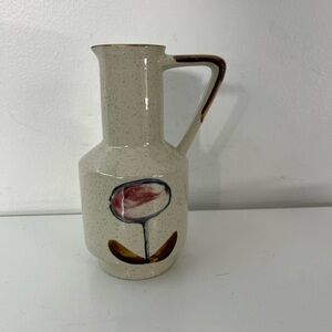 Vintage Levco Japan Pottery Pitcher Hand painted Glaze Flower Design